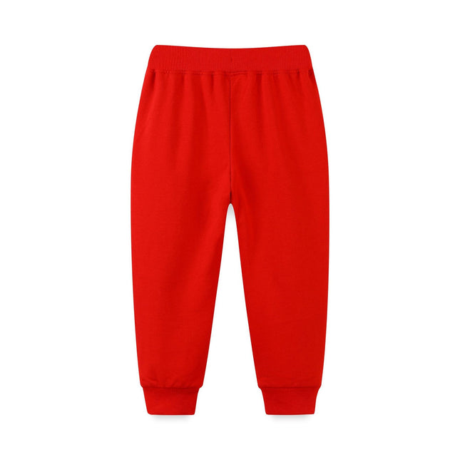 Wholesale Boys' Knitted Cartoon Autumn Embroidery Red Sports Joggers