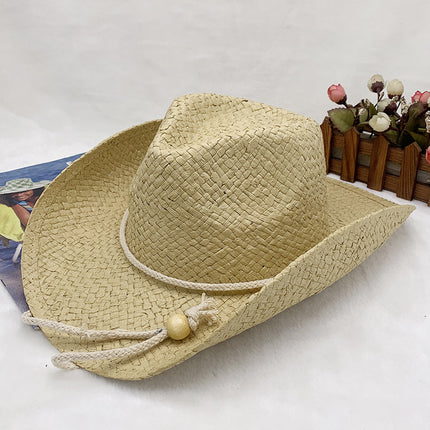 Men's Straw Hat Western Cowboy Hat Women's Beach Vacation Visor Knight Hat 