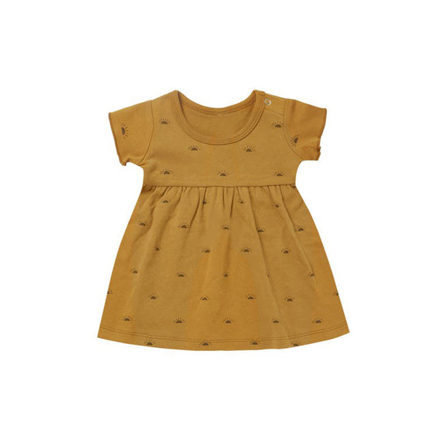 Wholesale Girls Summer Short Sleeve Dress Baby Cotton Printed Princess Dress