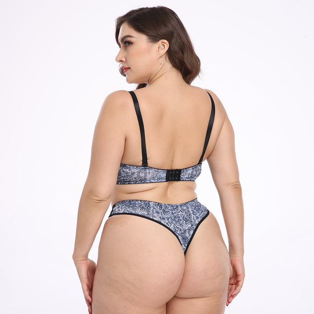 Wholesale Women's Plus Size Sexy Push Up Lace Bra Thong Two Piece Set