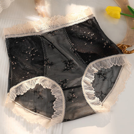 Wholesale Women's High Waist Cotton Seamless Large Size Lace Thin Panty