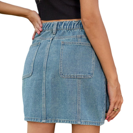 Wholesale Women's Summer Washed Workwear Denim Short Skirt