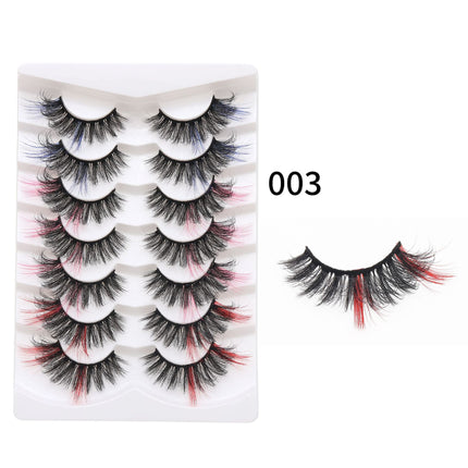 Wholesale 7 Pairs of Multi-layered Messy Thick 3D Colored False Eyelashes 