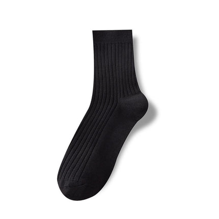 Wholesale Men's Autumn Winter Solid Color Vertical Stripes Long Cotton Socks