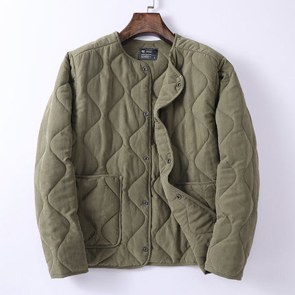 Wholesale Men's Vintage Warm Solid Color Casual Padded Jacket