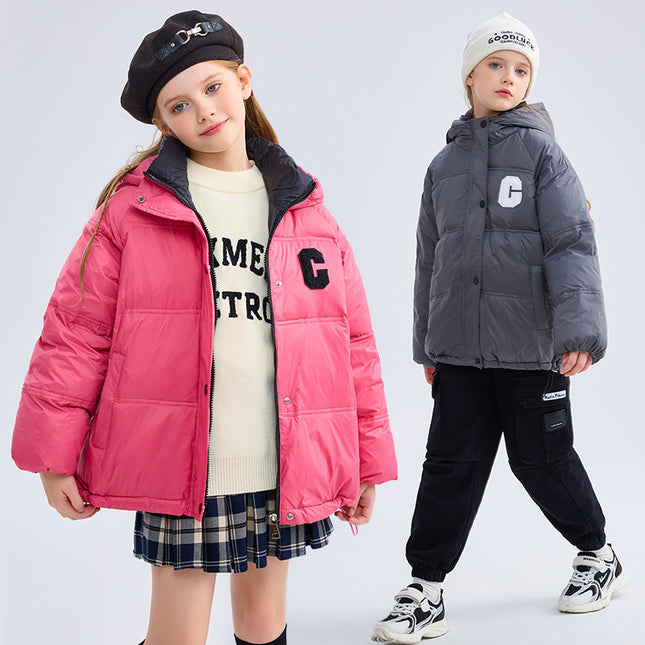 Wholesale Girls Solid Color Warm Down Jacket
