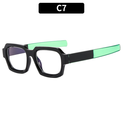 Fashionable Square Frame Color-blocked Cat-eye Retro Anti-blue Light Flat Glasses Frame
