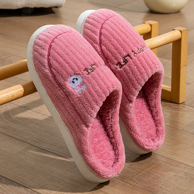 Women's Winter Home Warm Plus Velvet Thick-soled Non-slip Furry Slippers