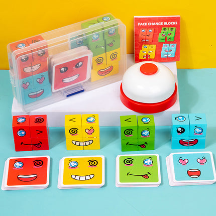 Wholesale Children's Wooden Face-changing Rubik's Cube Building Blocks Matching Board Game Toys