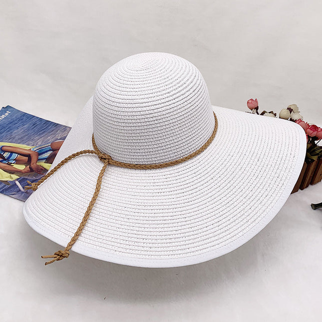 Women's Summer Big Brim Straw Hat Vacation Beach Hat Foldable Sun Hat 
