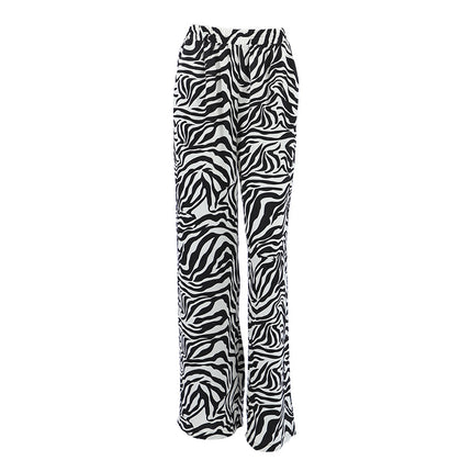 Wholesale Ladies Zebra Print Trousers Casual Pants Summer Women's Wide Leg Pants