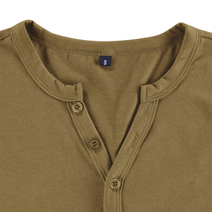 Wholesale Men's Summer Button V Neck Short Sleeve Henley T-Shirt
