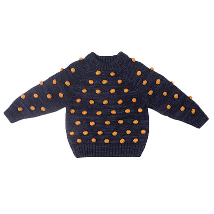 Wholesale Children’s Christmas Popcorn Solid Color Wool Knitted Sweater