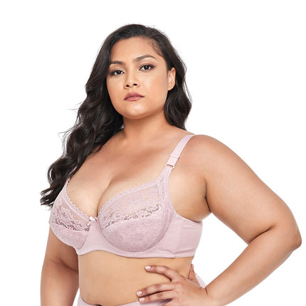 Women's Plus Size Sexy Underwired Adjustable Comfortable Lace Cotton Bra