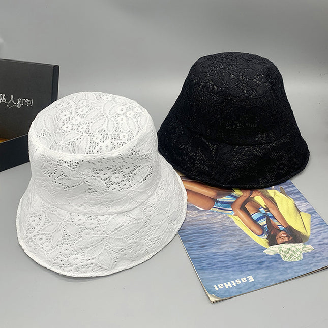 Women's Wide Brim Sunshade Dome Summer Bucket Hat Wedding Lace Basin Hat