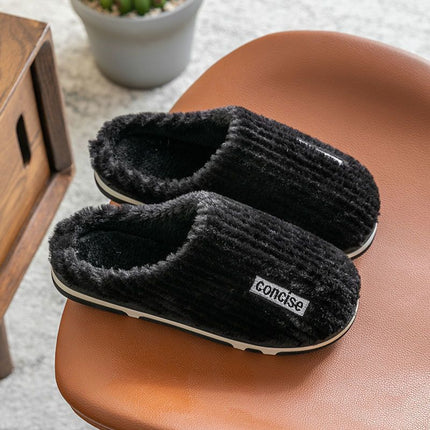 Winter Home Household Faux Fur Thick-soled Non-slip Warm Slippers 