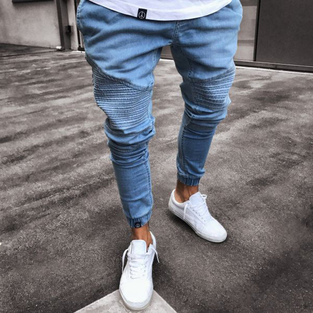 Wholesale Men's Fashionable Light Blue Skinny Jeans