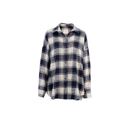 Women's Winter Loose and Casual Check Long-sleeved Shirt Jacket
