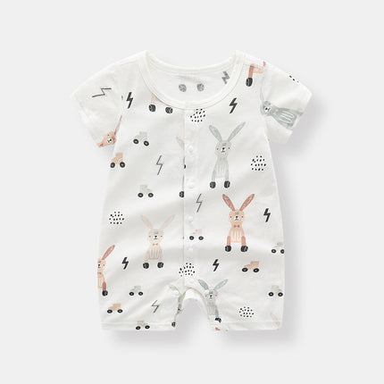 Newborn Baby Bamboo Fiber Romper Infant Summer Short-sleeved Onesie