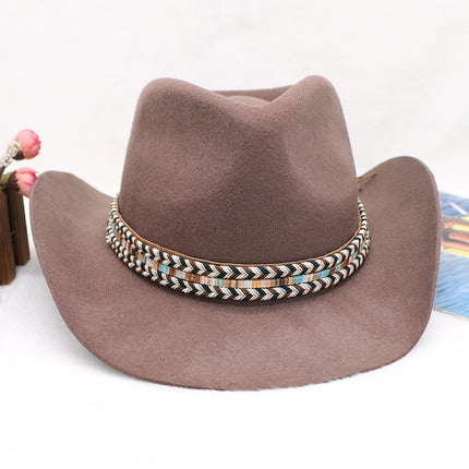Wholesale Men's Fall Winter Woolen Cowboy Hat Bow Jazz Hat Tibetan Hat 