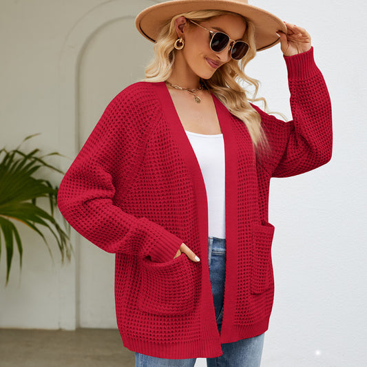 Wholesale Women's Fall Winter Mid-length Cardigan Sweater Jacket