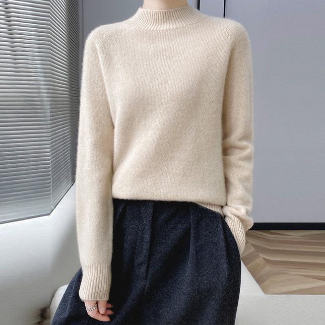 Wholesale Women's Autumn Winter Half Turtleneck Thickened Wool Sweater