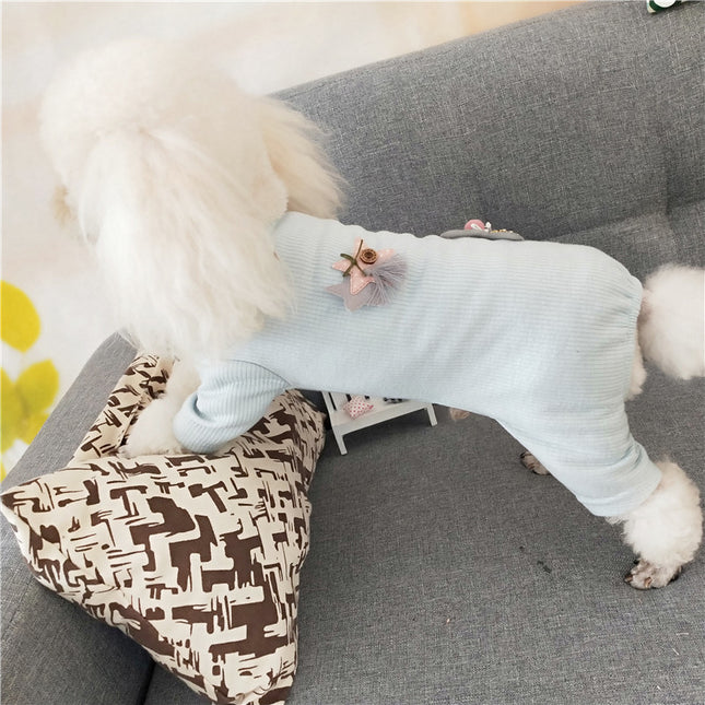 Spring  Autumn Thin Dog Pajamas Home Clothes Teddy Pomeranian Cat Four-legged Clothes 