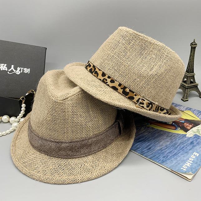 Wholesale Women's Summer Short Brim Jute Jazz Hat Sunshade Straw Hat 