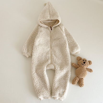 Wholesale Infants Toddlers Fall Winter Soft Polar Fleece Warm Hooded Romper