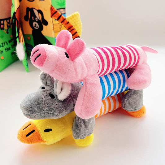 Wholesale Pet Dog Cat Plush Embroidered Duck Piggy Elephant Cute Sound Toy 