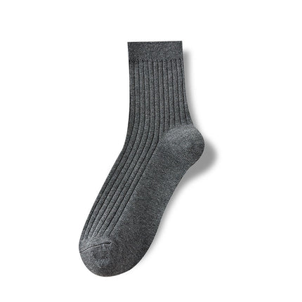 Wholesale Men's Autumn Winter Solid Color Vertical Stripes Long Cotton Socks