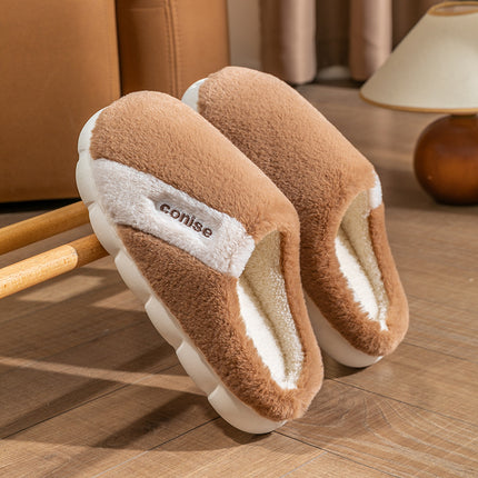 Wholesale Men's Autumn Winter Thick-soled Non-slip Home Warm Faux Fur Slippers 