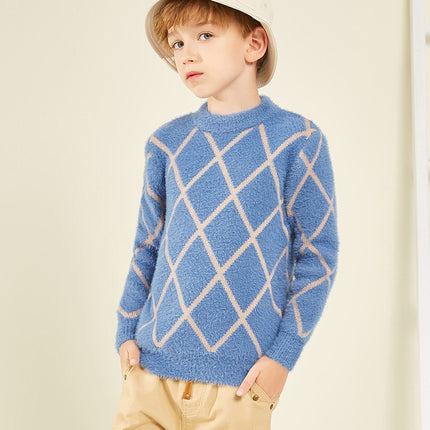 Wholesale Boys Autumn Winter Thickened Round Neck Pullover Sweater