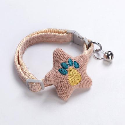 Wholesale Pet Collar Cartoon Footprints Five-star Small Dog Bell Collar Cute Cat Necklace