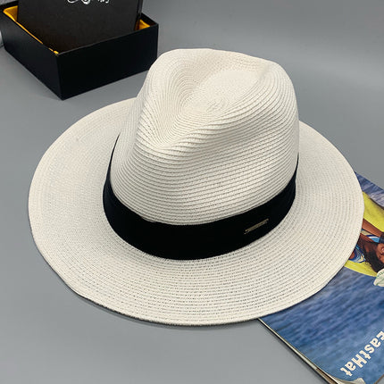 Men's and Women's Foldable Thin Braids Jazz Top Hat Breathable Sun Shade Vacation Hat 