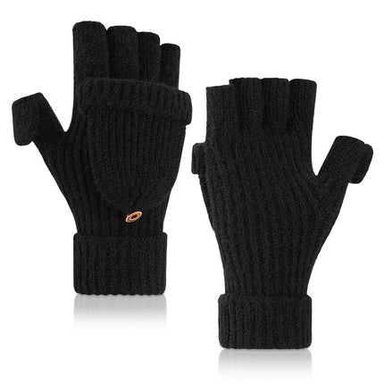 Wholesale Flip Simple Knitted Wool Touch Screen Half Finger Warm Gloves