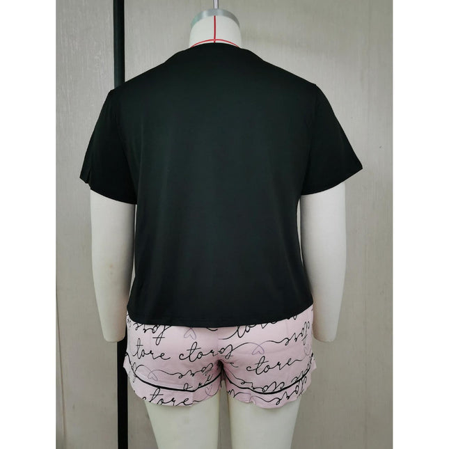 Wholesale Ladies Plus Size Pajamas Summer Short Sleeve Shorts Homewear Set