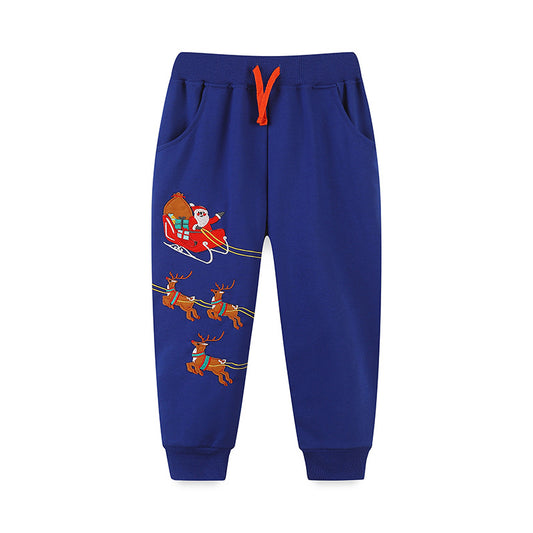 Wholesale Children's Cotton Christmas Embroidered Sports Joggers