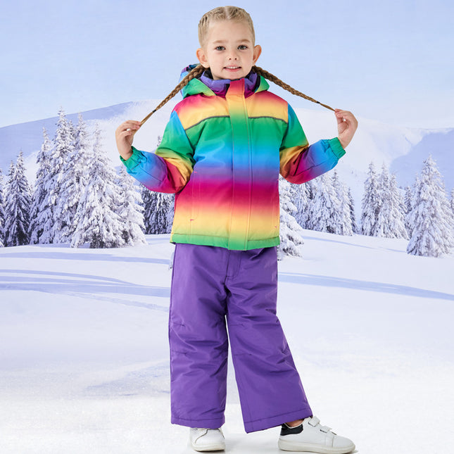 Wholesale Girls Winter Thickened Warm Sports Jacket Ski Wear Set