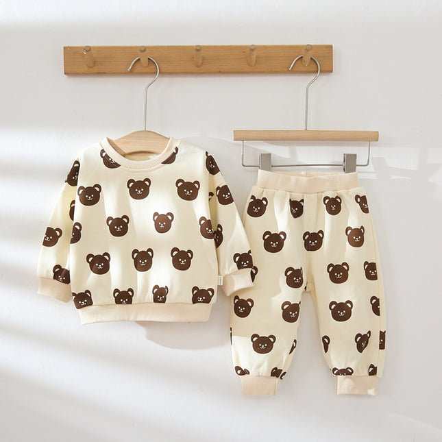 Baby Spring Cotton Print Hoodies Joggers Two Piece Set