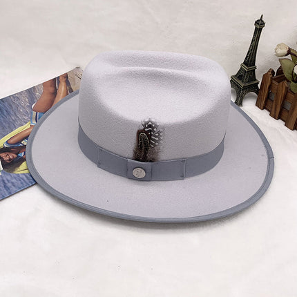 Wholesale Men's Retro Hat British Felt Hat Free Hem Jazz Hat