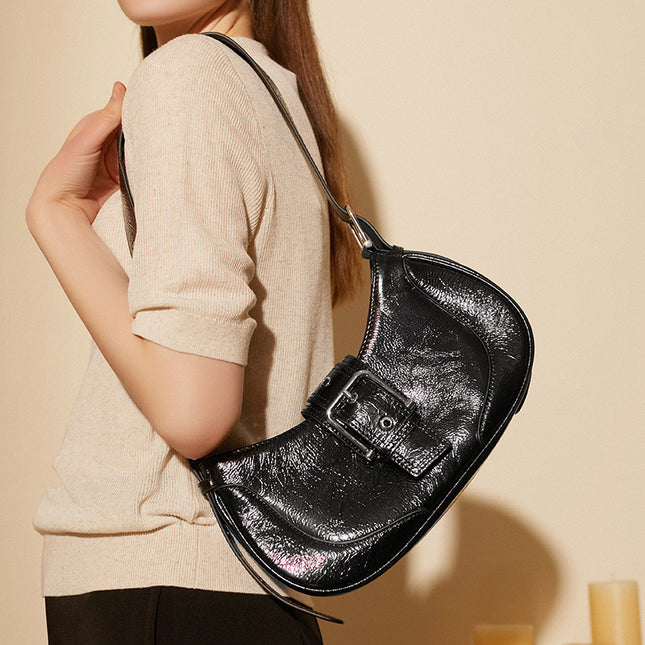 Women's Summer Cowhide Bag Retro Shoulder Crossbody Bag 