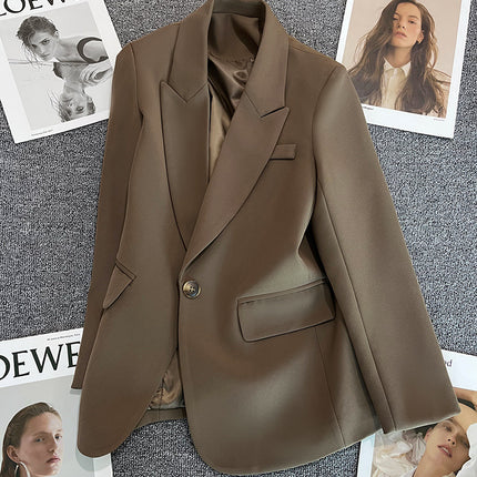 Wholesale Women Spring and Autumn One Button Fashion Brown Blazer