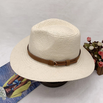 Men's Panama Sunscreen Jazz Hat Spring and Summer Beach Straw Hat 