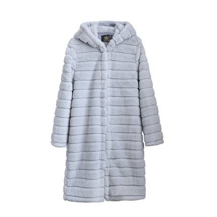 Wholesale Ladies Winter Faux Fur Mink Mid Length Hooded Coat