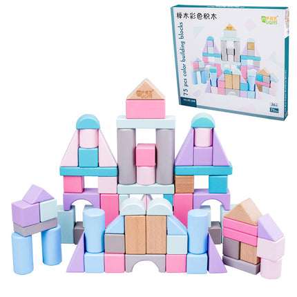 Children's Beech Pyramid Ladder Large Rainbow Building Blocks Assembly Toy 