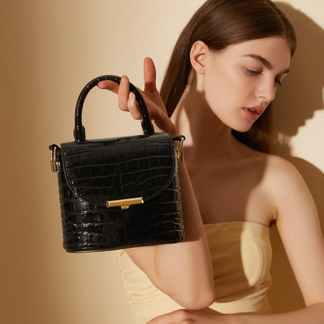 Women's Luxury Bag Genuine Leather Crocodile Pattern Hourglass Bag Shoulder Crossbody Handbag 