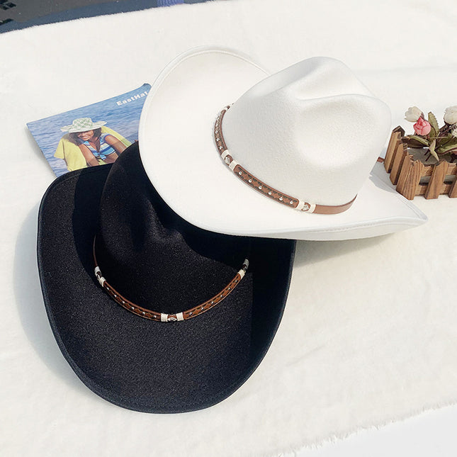 Wholesale Men's Felt Hat Riding Woolen Cowboy Hat Willow Decorated Knight Hat 