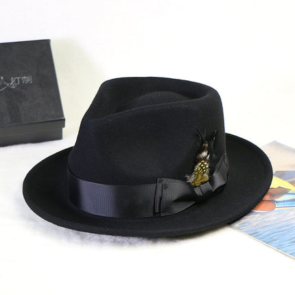 Wholesale Men's and Women's Fall Winter Woolen Jazz Hats Bachelor's Hat 