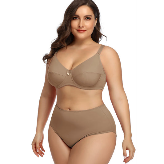 Wholesale Women's Plus Size Ultra-thin Sexy Large Cup Glossy Bra Set